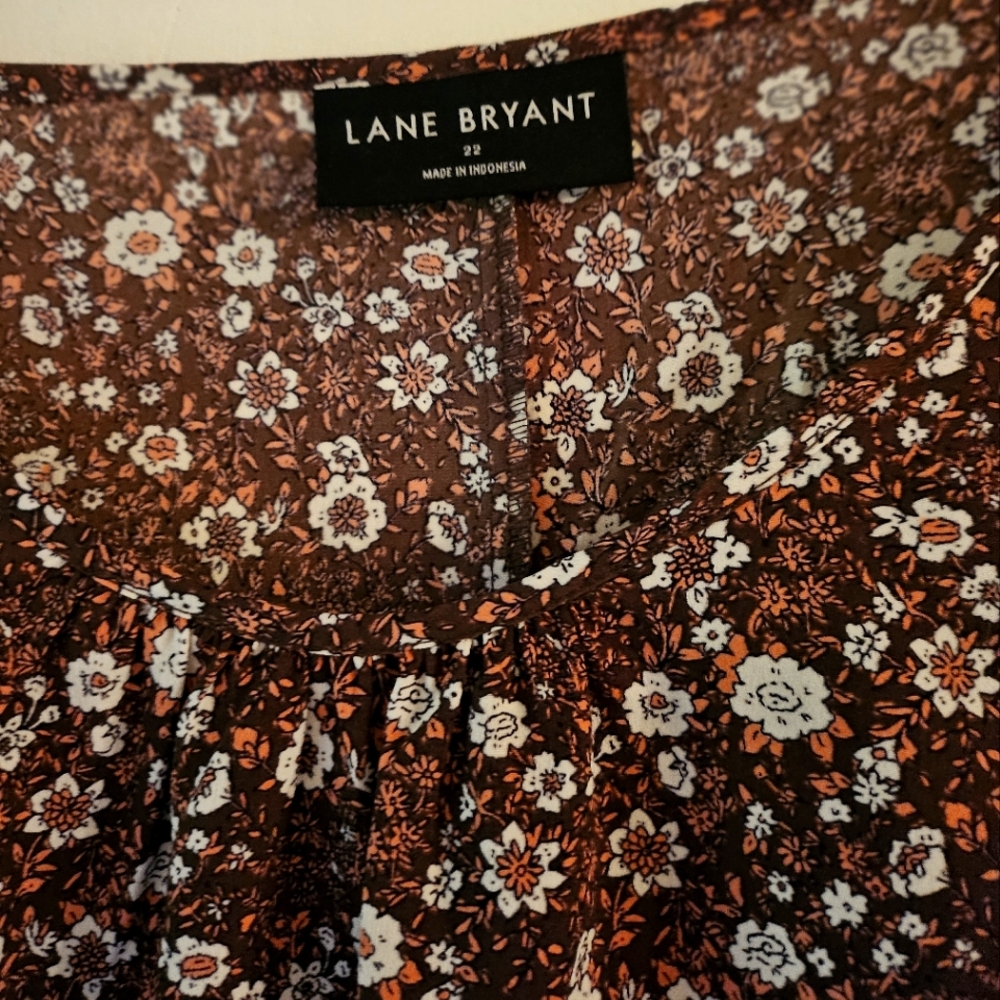 Lane Bryant Floral Blouse - Brown and White